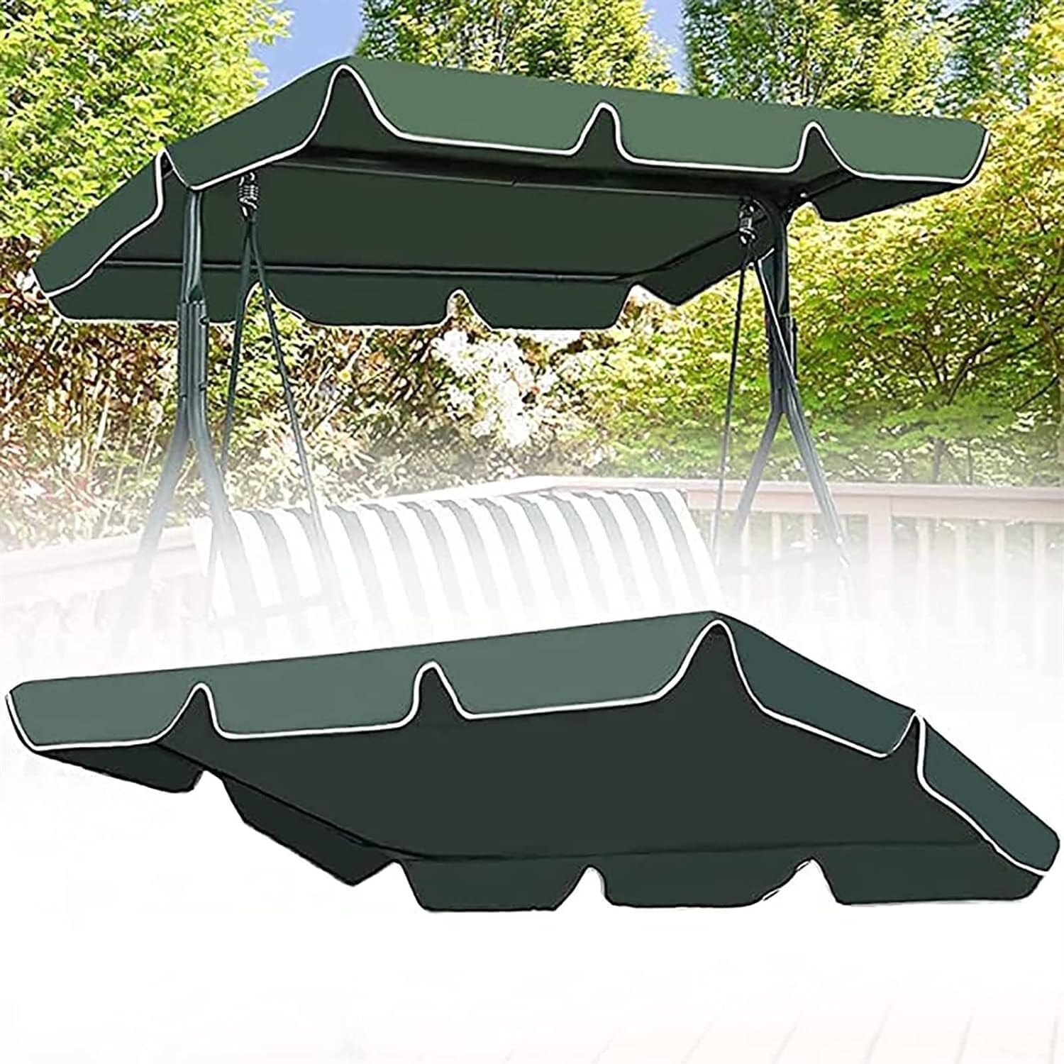 Swing Chair Canopy Replacement, 2 & 3 Seater Garden Swing Seat Cover – Waterproof, Windproof, Anti-UV, Heavy Duty Rip Proof Hammock Top Cover,replacement canopy (Cover Only) (Size : 164 * 114 15cm) Main image