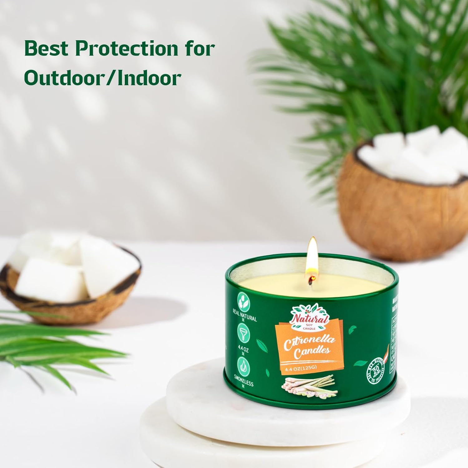 Citronella Candles Outdoor - 4 * 4.4 OZ Natural Soy Candle for Home Patio, 100 Hours Long Lasting Burn Outside Candles for Garden Yard Balcony Summer Camping