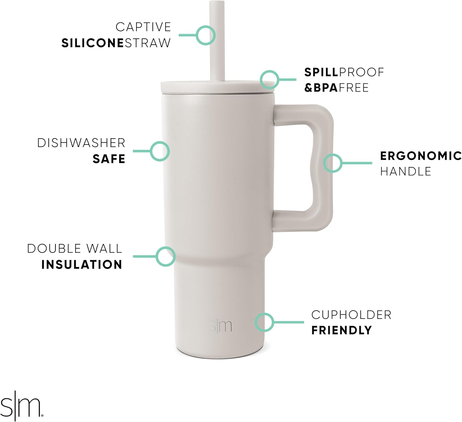 Kids 24 oz Tumbler with Handle and Silicone Straw Lid | Spill Proof and Leak Resistant | Reusable Stainless Steel Cup | Gift for Kids Boys Girls | Trek | 710ml | Almond Birch Secondary image