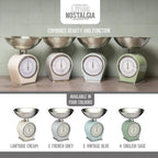Living Nostalgia Mechanical Kitchen Scales, Retro Traditional Weighing Scale 4 kg (8 lbs), 25 x 25 x 3 cm, English Sage