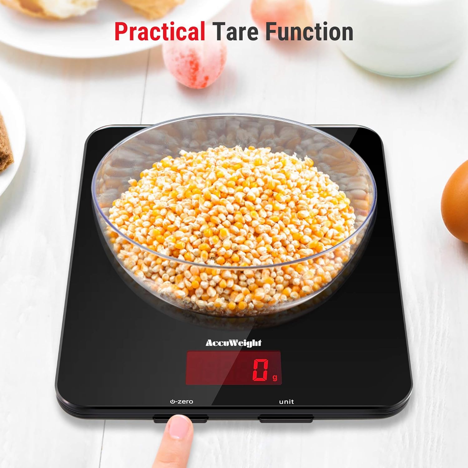 201 Digital Kitchen Scales with Tempered Glass Platform (Batteries included), Electronic Weighing Food Scale with Backlit LCD, Multifunction for Office School Home Baking Cooking, 5kg/11lb