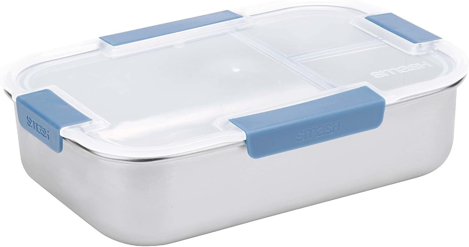 Stainless Steel Bento Lunch Box, 3 Compartments, Blue, 1300ml Secondary image