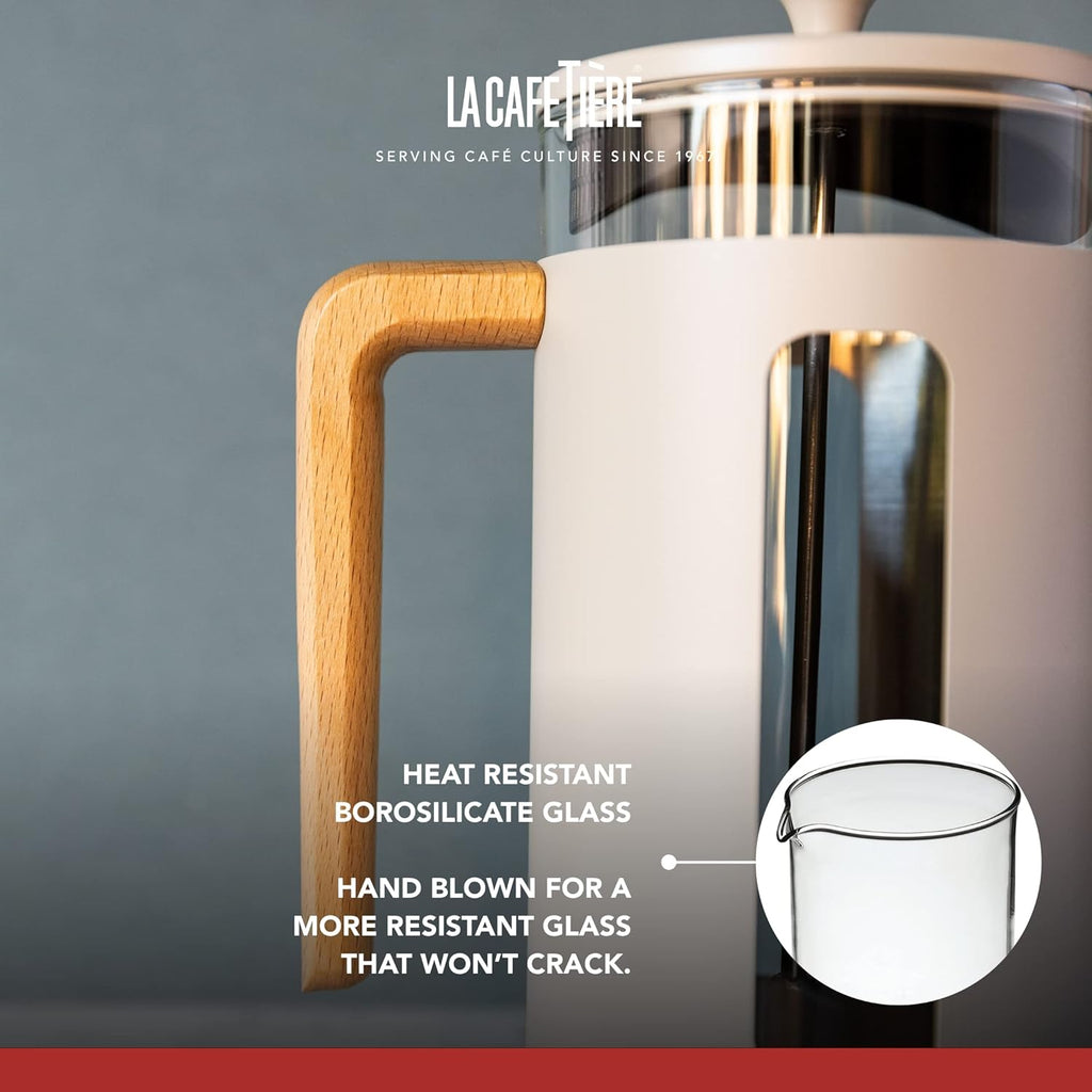 Pisa Stainless Steel Cafetière, Eight Cup, Latte, Gift Boxed, Cream