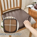 Dining Chair Covers for Set of 4 Waterproof Seat Slipcover PU leather Seat Covers for Dining Room kitchen Chairs Removable Chair Seat Cushion Cover with Fixing Buckle