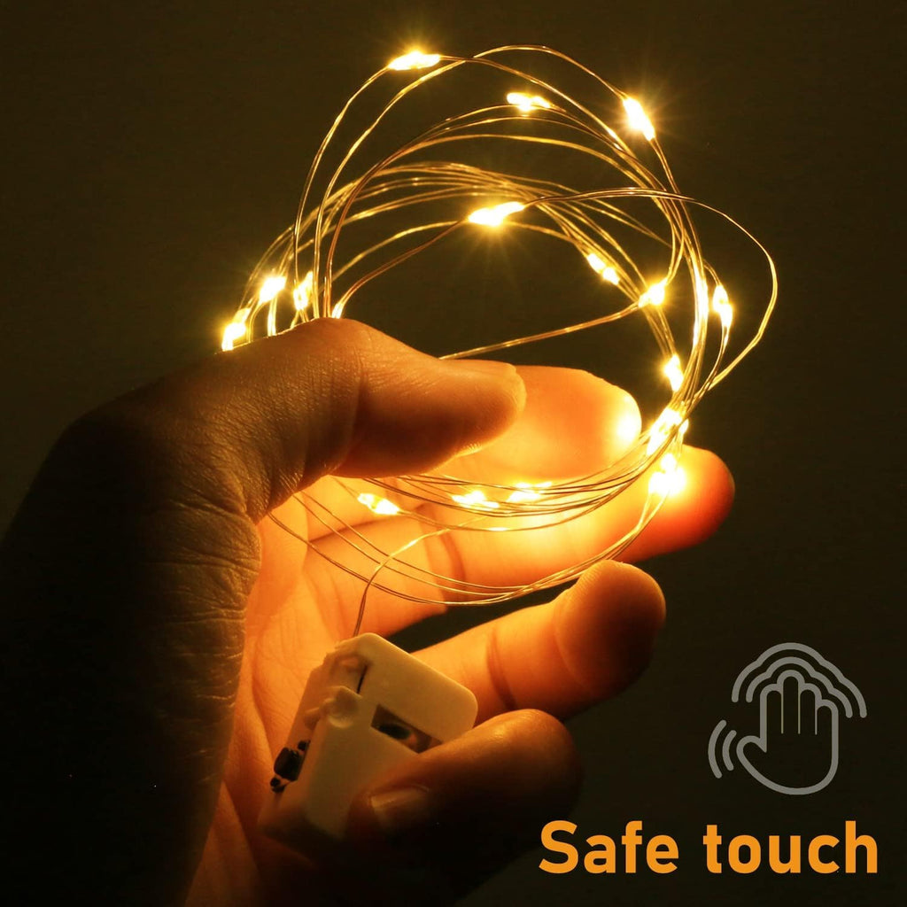 12 Pack 3 Modes LED Fairy Lights Battery Operated, 2M 20LED Mini String Lights Battery Powered IP65 Waterproof Silver Wire Small Fairy Lights Indoor Outdoor for Jars, Christmas, Party, Bedroom