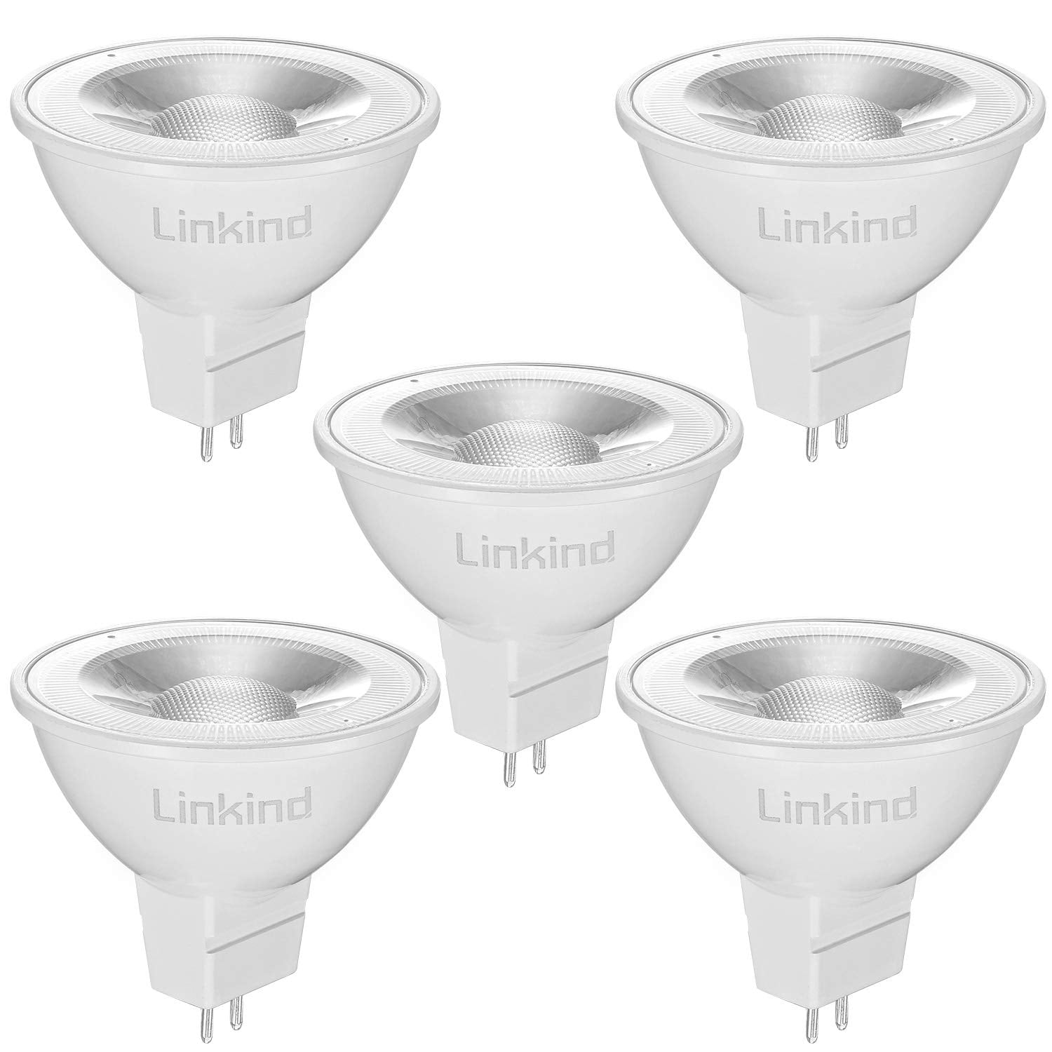 GU5.3 MR16 LED Bulbs, 12V AC/DC 5W(Equivalent to 50W) Bi-Pin Base Spotlight Bulb, 520LM, Warm White 2700K, 36°Beam Angle Track Light, Non-dimmable, Pack of 5