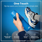 Water Bottle, 500 ml/18 oz, Leak Proof, Easy to Open, Secure Lock, Dishwasher Safe, BPA Free, Hygienic Flip Cover, Carry Handle, Fits Cup Holders, Easy Clean, Carbon Neutral, Blue
