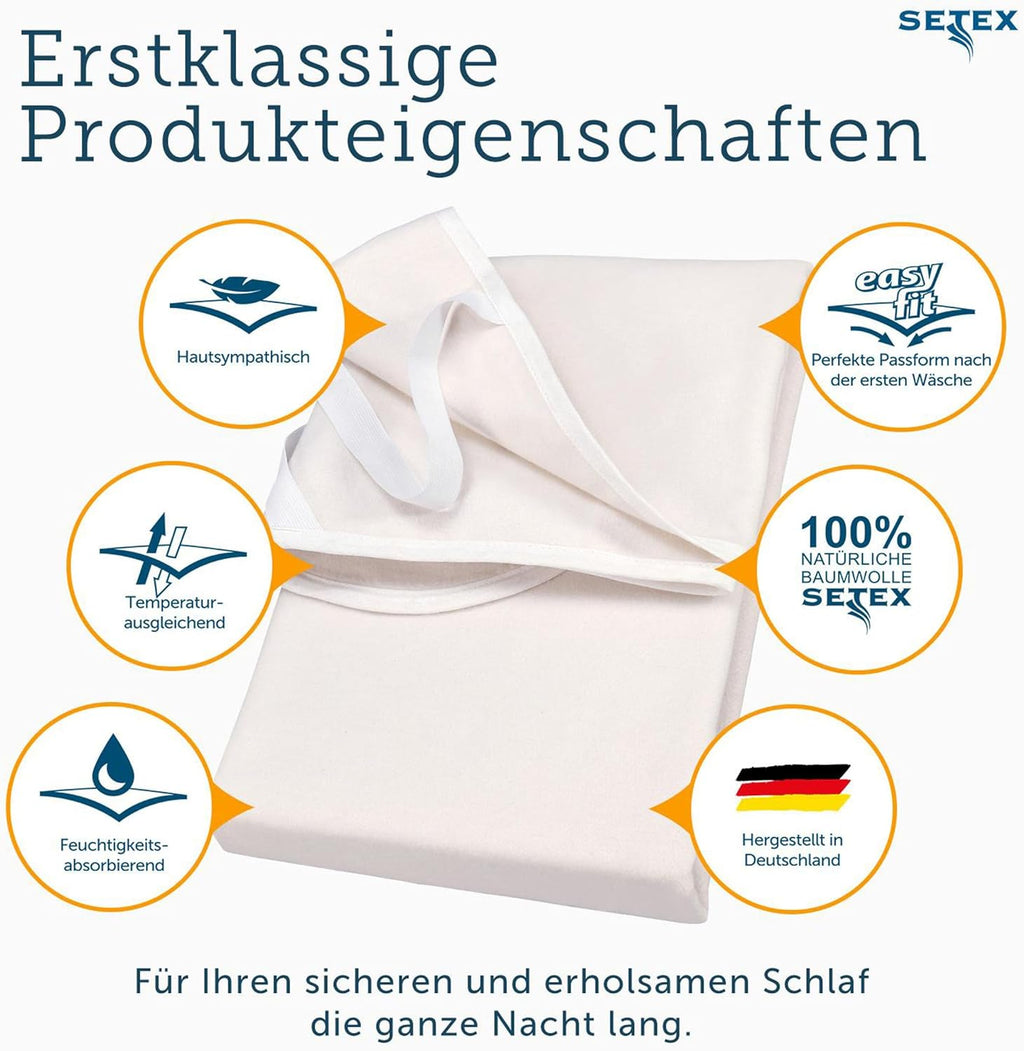 SETEX Mattress Protector, Cotton, Natural, 90 x 190 cm
