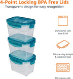Air-Locked Leak-Proof, Stackable & Airtight Fridge/Freezer Containers with Lids, BPA-Free Plastic, Microwave and Dishwasher Safe 3-Piece Food-Storage Set, 3 x 1 l, Clear