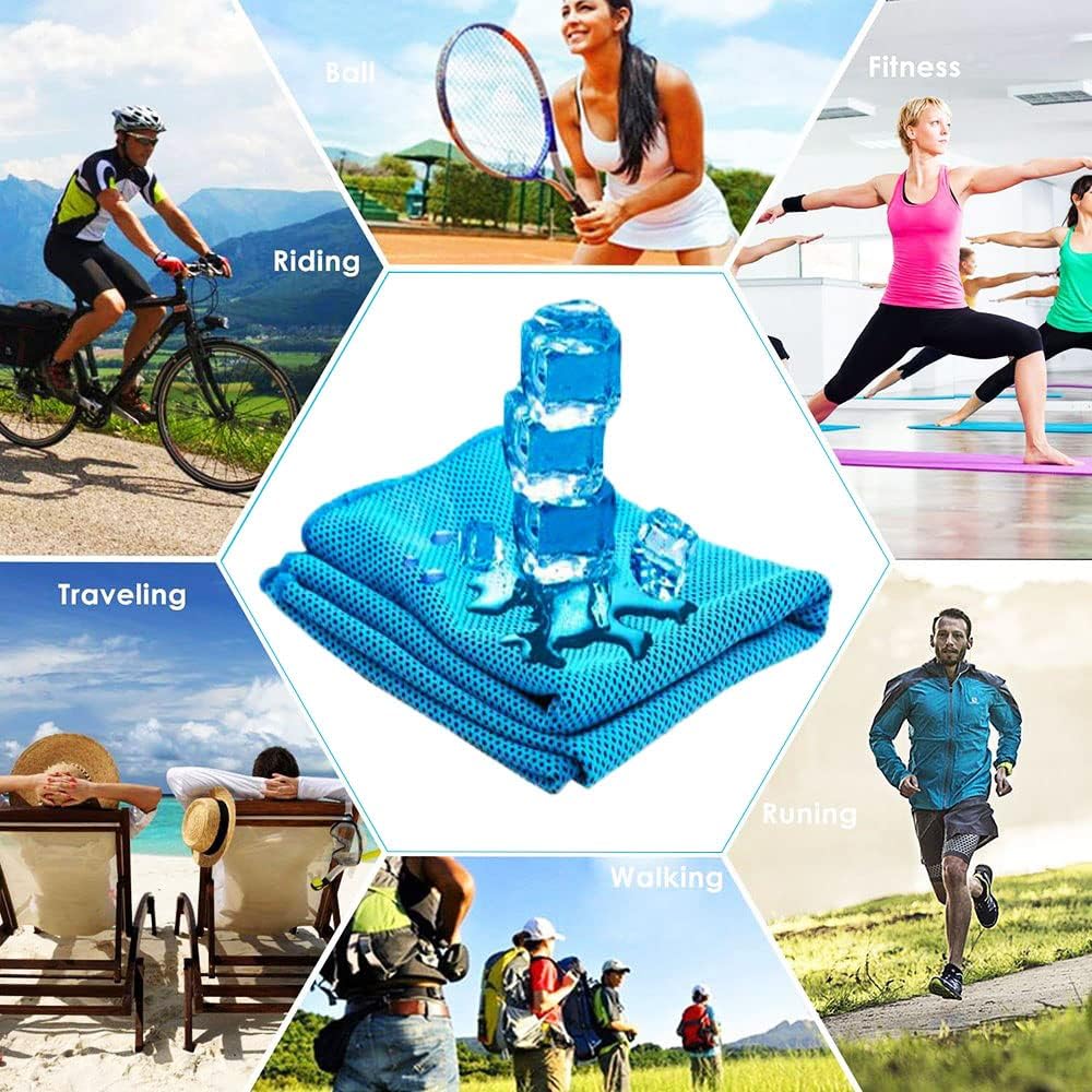 Cooling Towels | 4 Pack 100x30 cm | Cool Cold for Neck and Face | Microfiber Soft Breathable Chilly | for Sport, Yoga, Golf, Gym, Camping, Running, Workout & More Activities