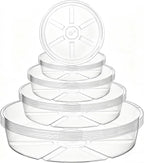 Hacaroa 24 Pack Clear Plant Saucer Drip Trays, 6/8/10/12 Inch Plastic Plant Trays Flower Pot Saucers for Indoor & Outdoor Plants, Round, 4 Sizes