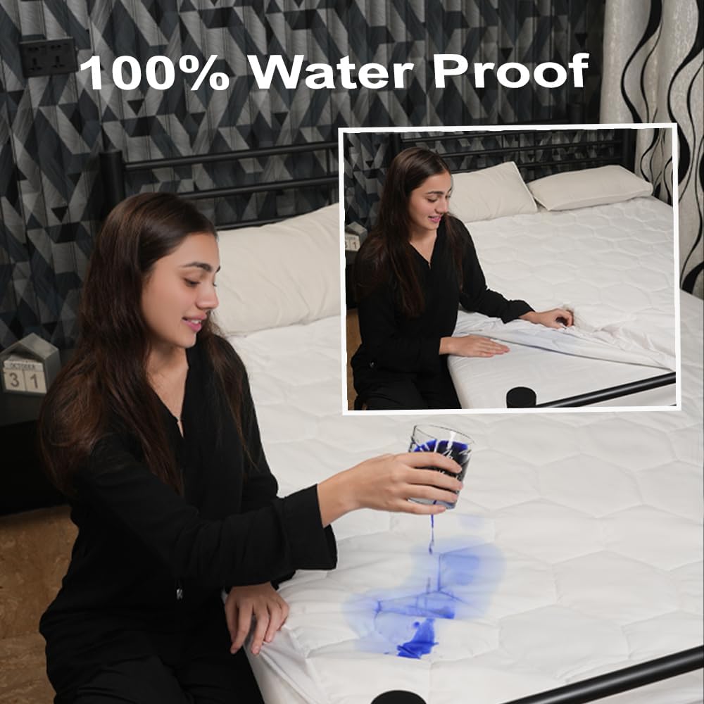 Quilted Waterproof Mattress Protector - Hypoallergenic & Breathable Premium Microfiber Single Mattress Protector Stretches up to 30cm (Single - 90x190cm)