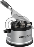 Knife Sharpener, Hands-Free Safety, PowerGrip Suction, Safely Sharpens All Kitchen Knives, Ideal for Hardened Steel & Serrated, World's Best, Compact, One Size, Silver