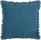 Gracie Velvet Fringed Cushion Cover, 45 x 45 cm (Pack of 1), Ink Blue