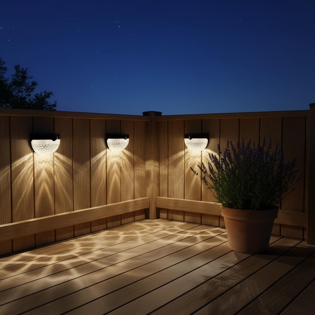 Solar Lights Outdoor Garden - Pack of 8 Outdoor Lights - Waterproof Night Light for Pathway, Patio, Deck, Fence - Solar Security Light with Dusk to Dawn Sensor - Outdoor Lighting