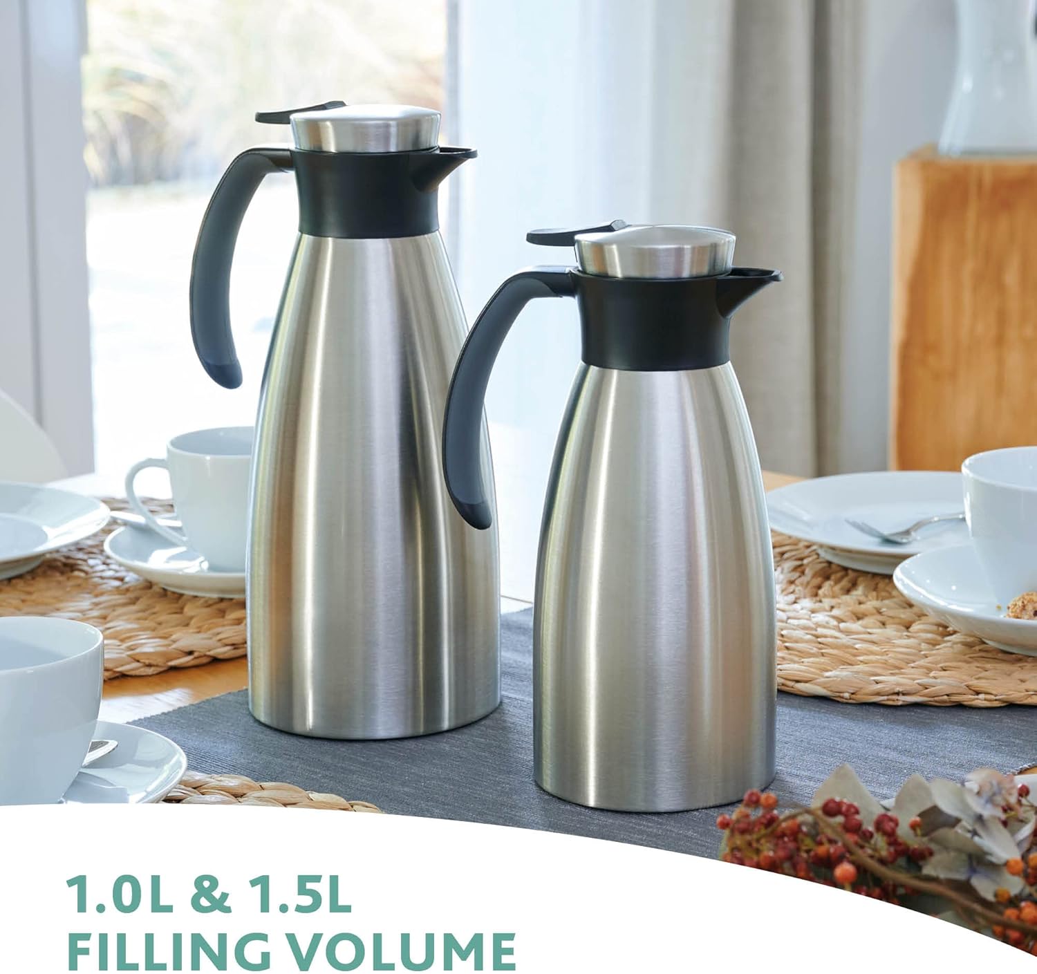 Emsa 514499 Soft Grip Quick-Tip Vacuum jug 1.5 litres, BlackBerry