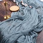 YMHPRIDE 2 Packs Cheesecloth Table Runner, 35"x120" Dusty Blue Rustic Gauze Fabric Boho Table Runner, Cheesecloth Wedding Table Decor Table Cloth for Wedding Party Bridal Shower Table Decorations