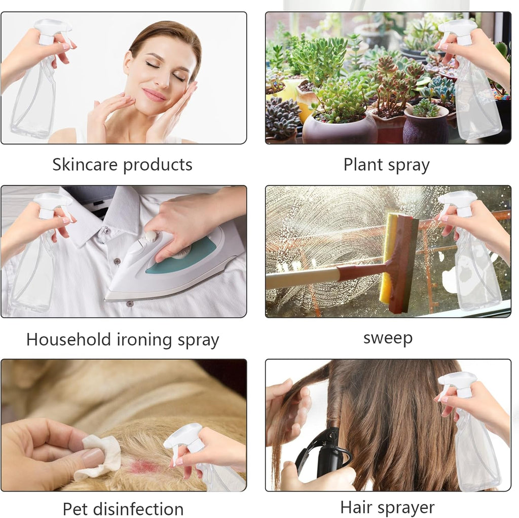 2 Pcs Transparent Empty Fine Mist Plastic Spray Bottle 500Ml Water Spray Bottle For Gardening Cleaning Air Freshening Hair Sprayer, material - Polyethylene Terephthalate