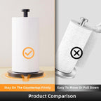 Weighted Paper Towel Holder Countertop Stainless Steel Napkin Holder for Large Roll Free Standing Paper Towel Roll Holder with Heavy Base Standing Vertical Paper Holder for Kitchen Rv (Matte Black)
