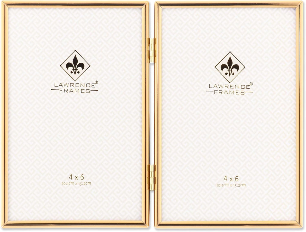 Lawrence Frames Hinged Simply Gold Metal Picture Frame, 4x6 Double