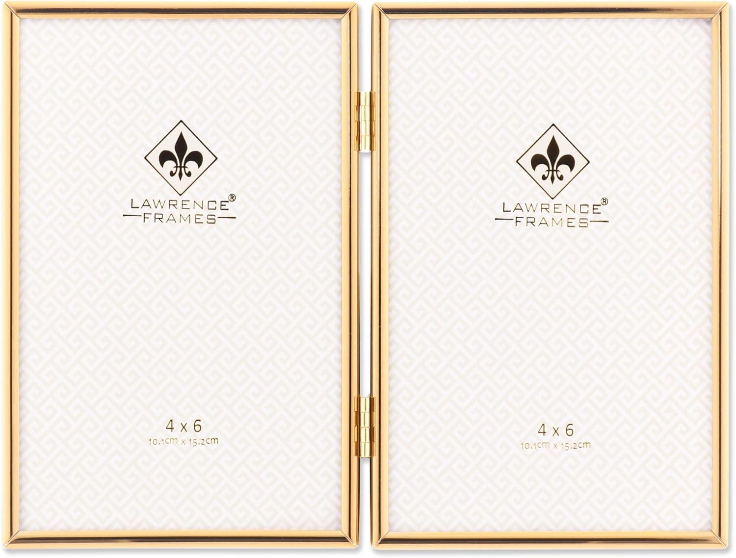 Lawrence Frames Hinged Simply Gold Metal Picture Frame, 4x6 Double