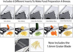 Mandoline Vegetable Slicer, Mandolin Slicer V Blade Cutter, Julienne and Food Grater. Great for Onions, Potatoes and Tomatoes. Includes 6 Inserts, and Cut Proof Gloves. Stainless Steel