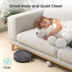 M210P Grey Robot Vacuum Cleaner Remote Control, Small Robot Robotic Vacuum 7.8cm Thin 28cm DIA, 2200 Pa Suction, Alexa Voice Control Self-Charging Robotic Vacuum Ideal for Pet Hair Hard Floor