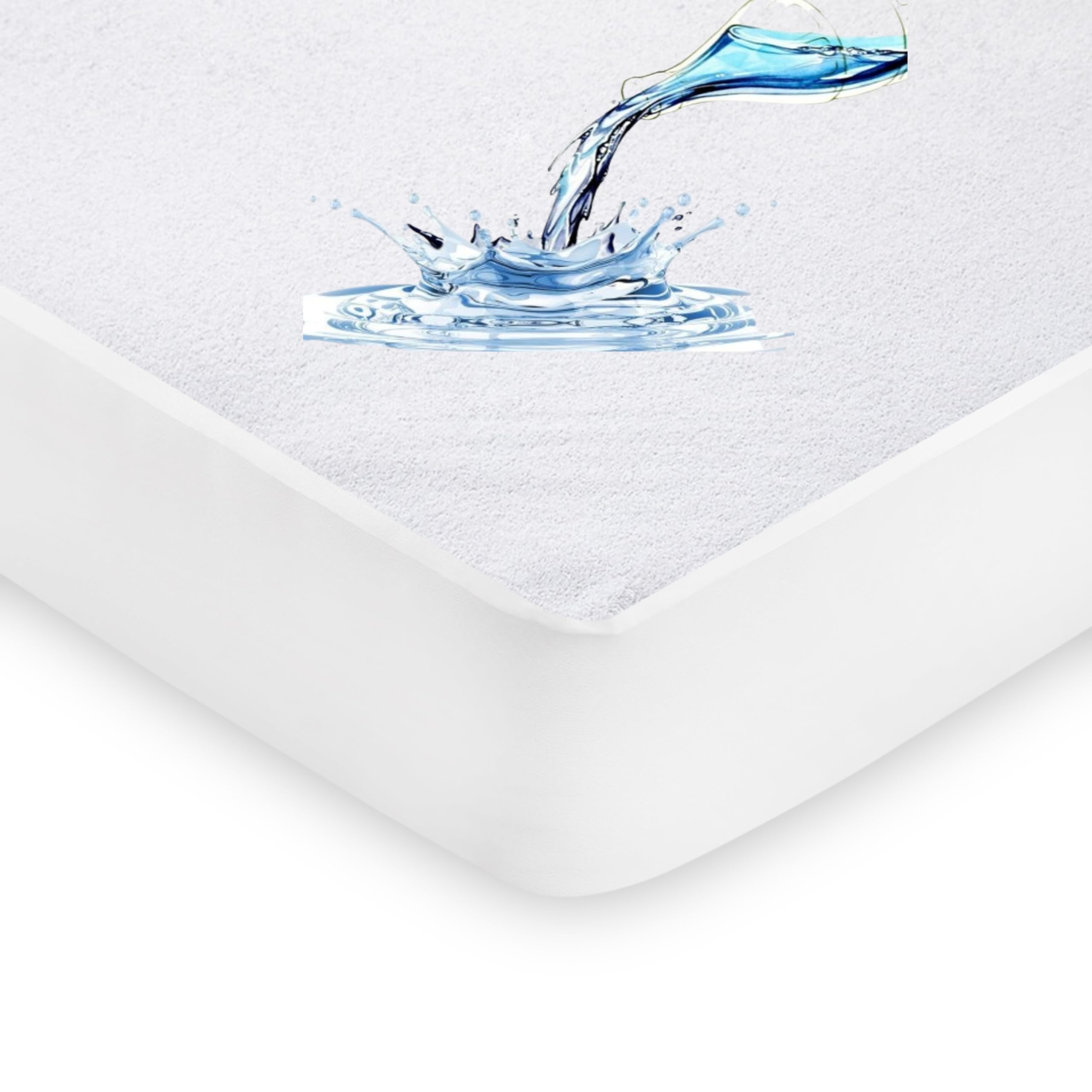 100% Waterproof Mattress Protector-Extra Deep 40 Cm Stretch Skirt Terry Towel Double Bed Mattress Protector – Washable, Anti Allergy and Breathable Fitted Mattress Cover. (Double(137x190+40)Cm) Main image