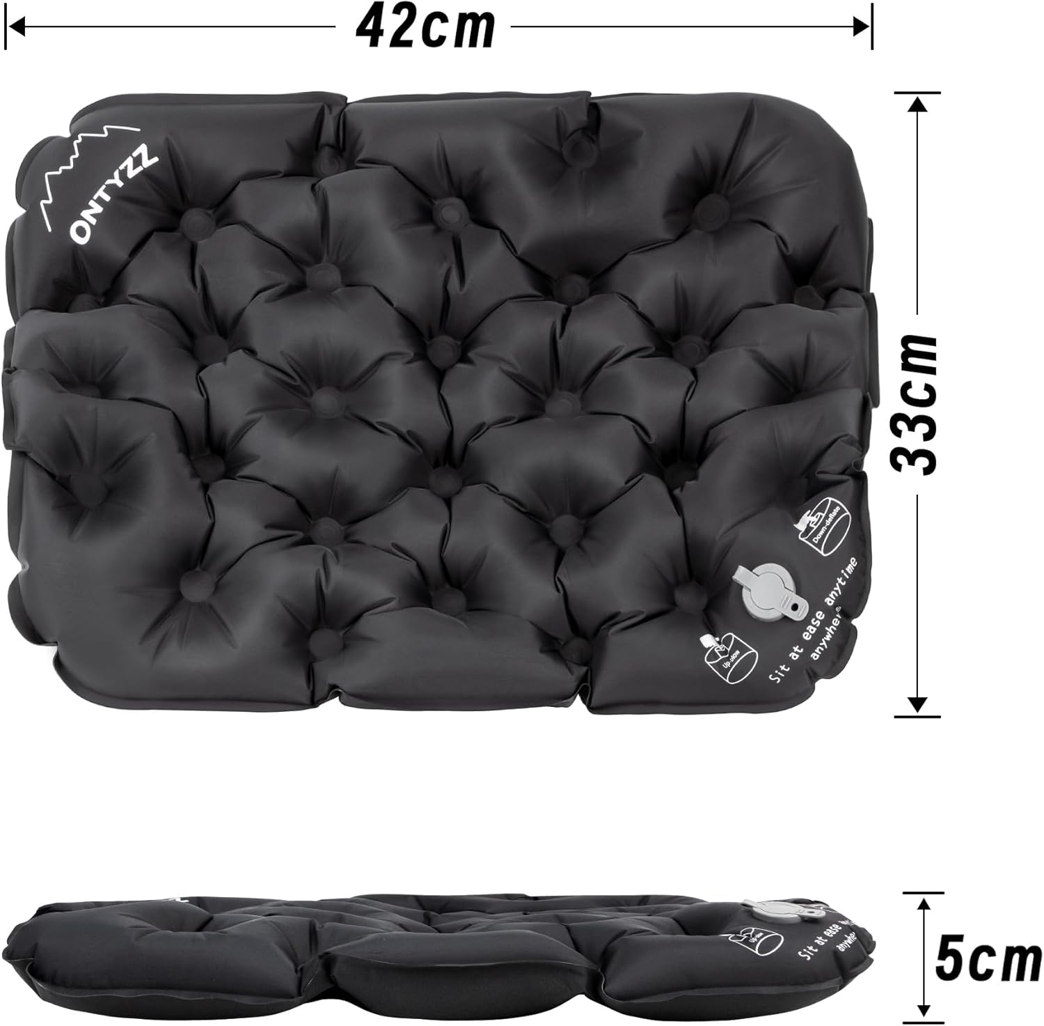 Inflatable seat Cushion Stadium Waterproof Air Pad Lightweight Portable Sit Mat for Hiking Camping Walking Travel Fishing Boating Flying Backpacking Secondary image