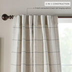 Elrene Home Fashions Windowpane Plaid Grid Blackout Window Curtain Panels/Drapes for Living, Bedroom, Dining Room, Linen, Grey, 52 in x 95 in