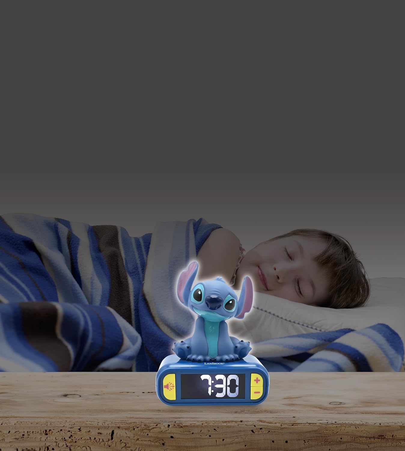 , Disney Stitch, Nightlight alarm clock, Sounds and Melodies, LCD Backlit screen, Luminous, Snooze, Blue, RL800D