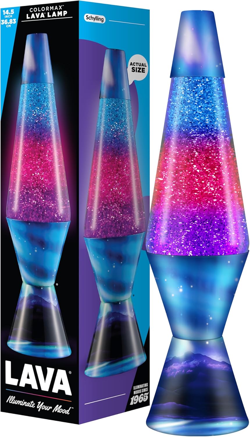 Lamp Northern Lights 2160, Tri-colour Globe, Silver Glitter, Decorative Base and Cap, Original 14.5 inch LAVA® Motion Lamp to Illuminate Your Mood Main image