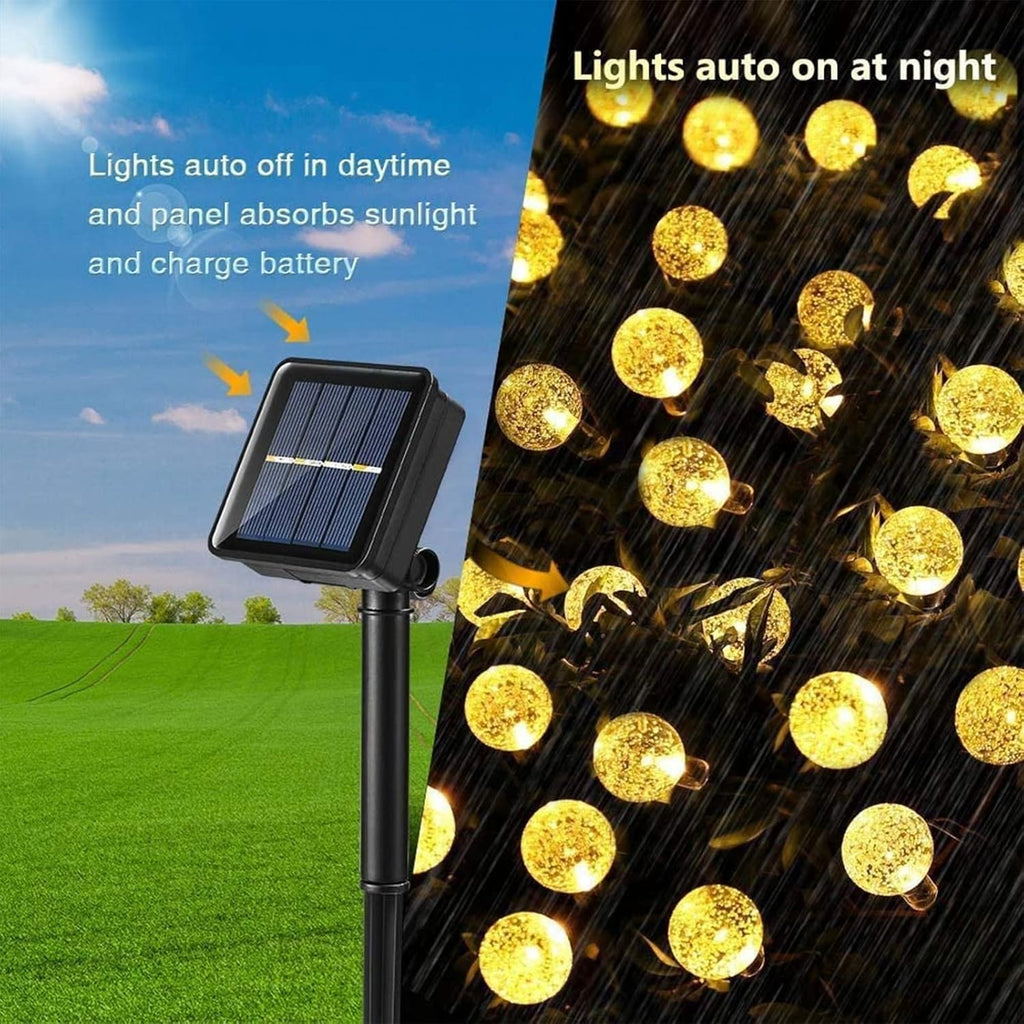 Solar Garden Lights Outdoor, 36ft 60 LED String Lights Waterproof, Solar Powered Crystal Ball Indoor/Outdoor Fairy Lights Decorative Lights for Garden, Patio, Yard, Parties (Warm White)