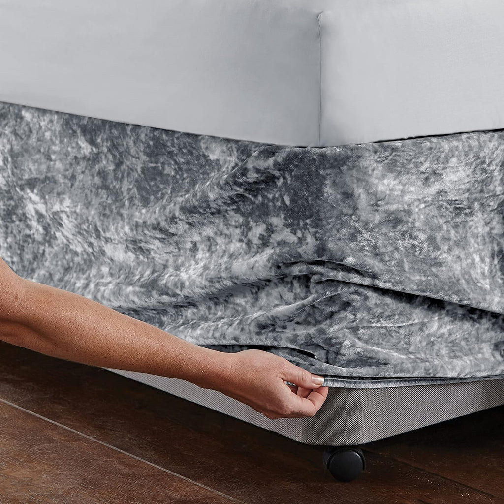 Crushed Velvet King Divan Base Wrap Silver BD/46254/W/BWRAPK/SI
