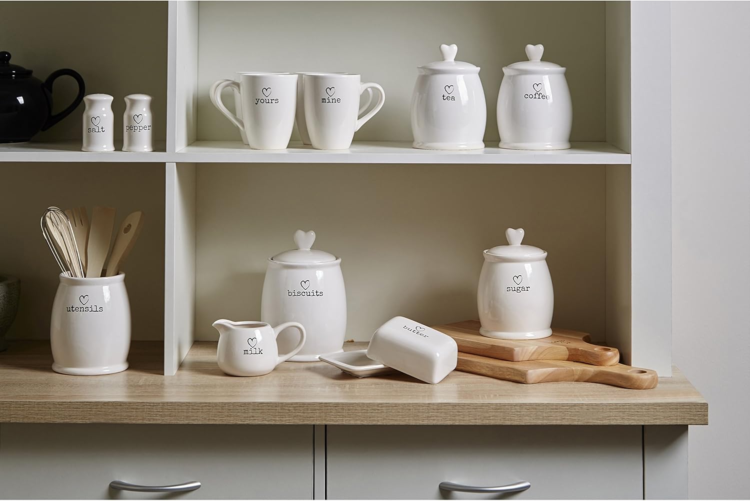 Premier Housewares Charm Milk and Sugar Set, White, Set of 2