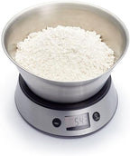 Pro Digital Kitchen Food Scales with Removable Bowl, Professional Standard with Tare Feature and Precision Accuracy, Stainless Steel Finish, Weighs 5 kg Capacity, Silver