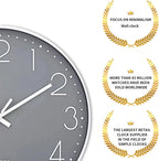 Wall Clock Non-Ticking Silent Battery Operated Round Wall Clock Modern Simple Style Decor Clock for Home/Office/School/Kitchen/Bedroom/Living Room/8.5 Inch Grey