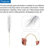 25Pcs 21"/55cm Fluffy Faux Pampas Decor Tall Artificial Grass for Living Room Party Wall Vase Wedding Decoration,Light Grey