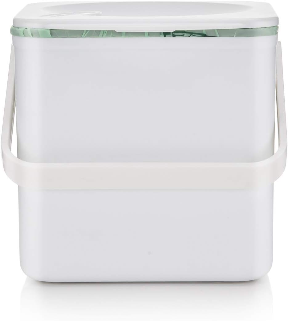 3.5L Caddy, Kitchen Food Waste Caddy, Recycle Bins for Kitchen, Multipurpose Storage Caddy, Removable Bag Retention Ring & Sturdy Handle, Choice of Colours, Made in the UK