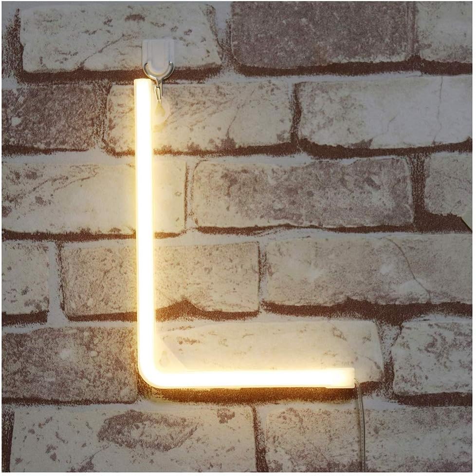 LED Letter Lights Warm White Neon Word Signs Battery/USB Operated Alphabet Sign Art Wall Light for Kids Room Wedding Birthday Party Christmas Home (L)