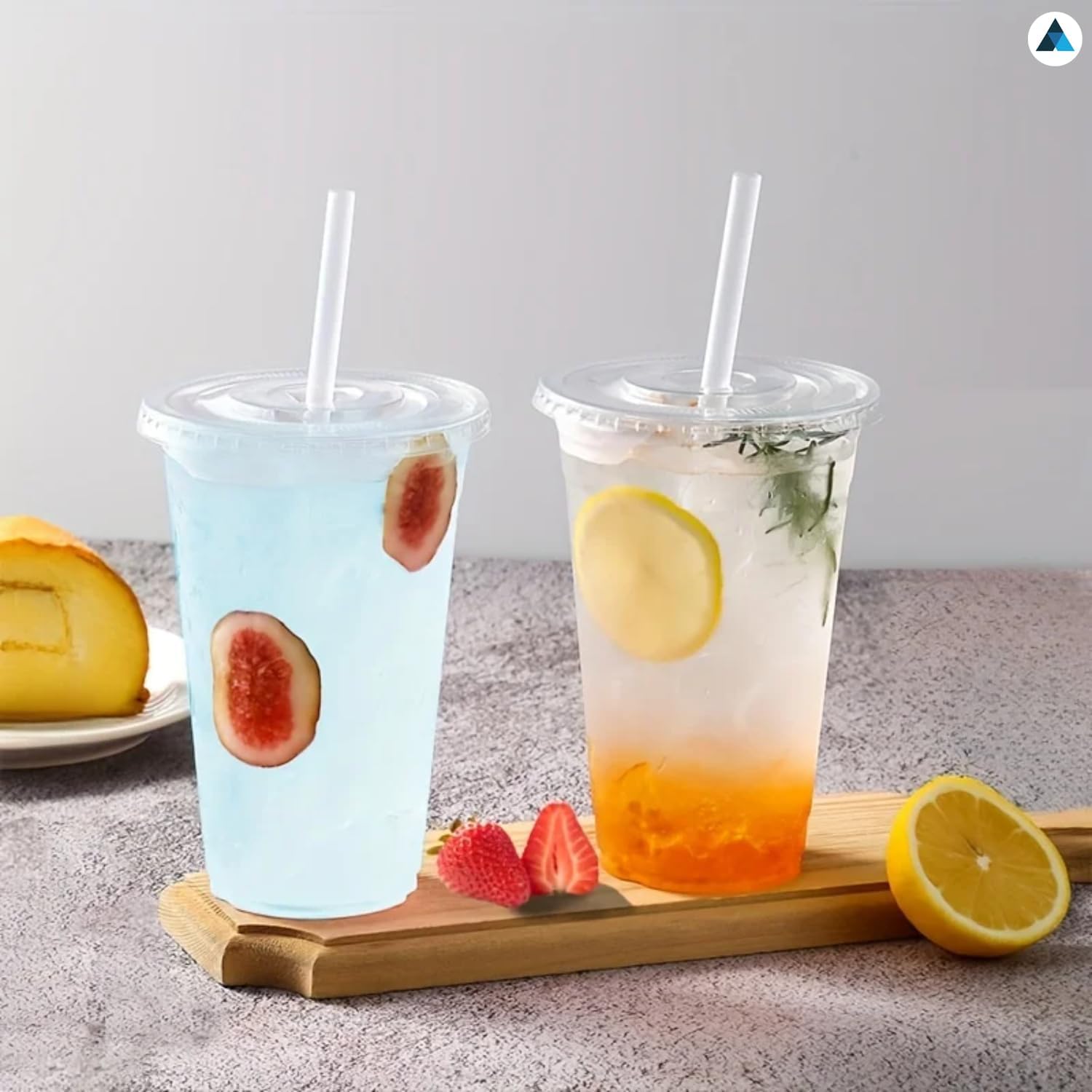 12oz Crystal Clear Smoothie Cups with Flat lids, Perfect for Iced Coffee, Milkshake, Slurpee, Ice Cream, Razzle, Slush, Smoothy, Party's Pack of 50