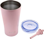 The Sipper Double Walled Stainless Steel Coffee, Water Tumbler 550ml | Wide Mouth, Flexible & Removable Straw with Splash & Leak Proof with Silicon Lid | Keeps Cold for 14Hrs | Blush Pink