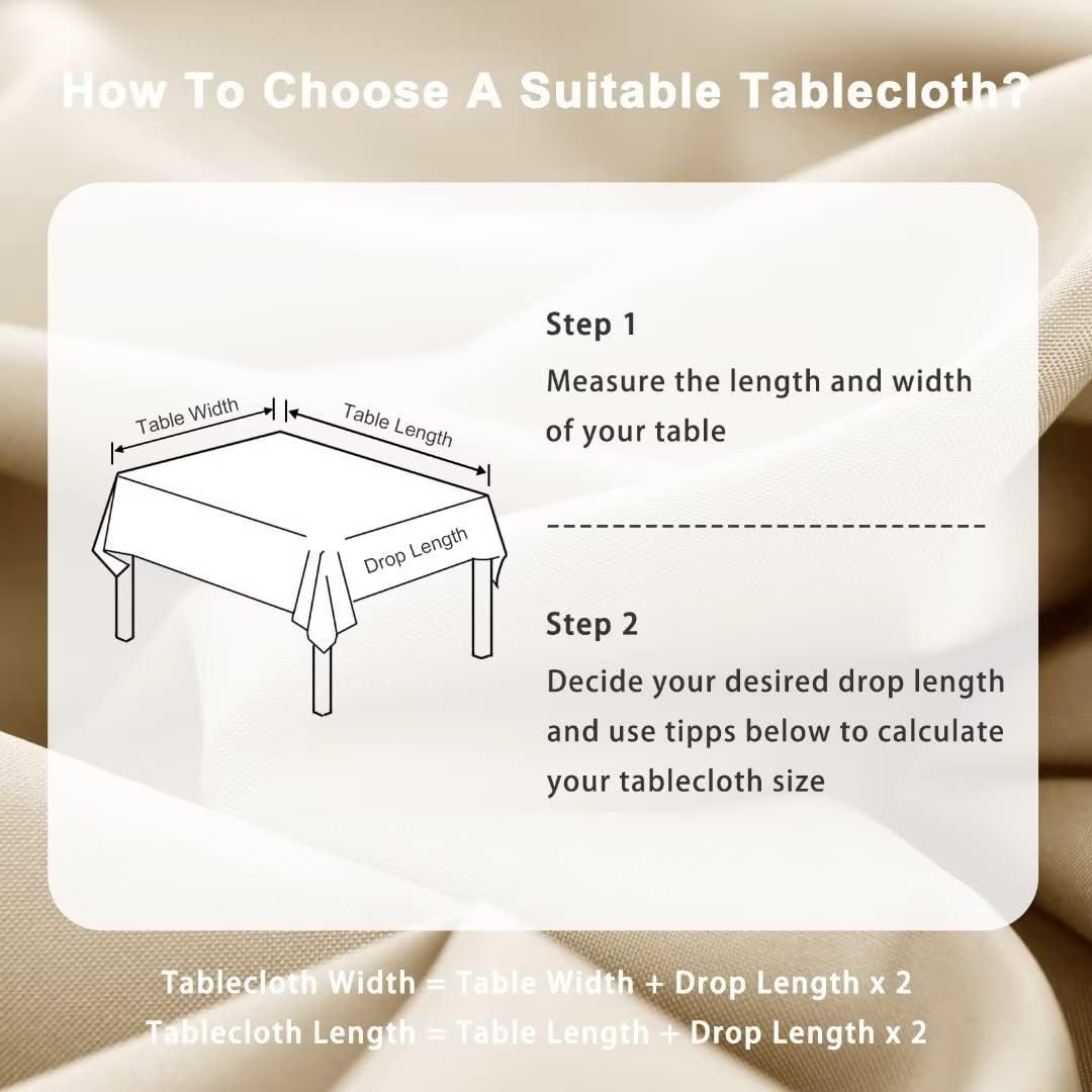 Wipe Clean Tablecloth Wipeable Tablecloths Beige Table Cloth Waterproof Tablecloth Table Cloths Rectangle 140x240cm(55x95in) Polyester