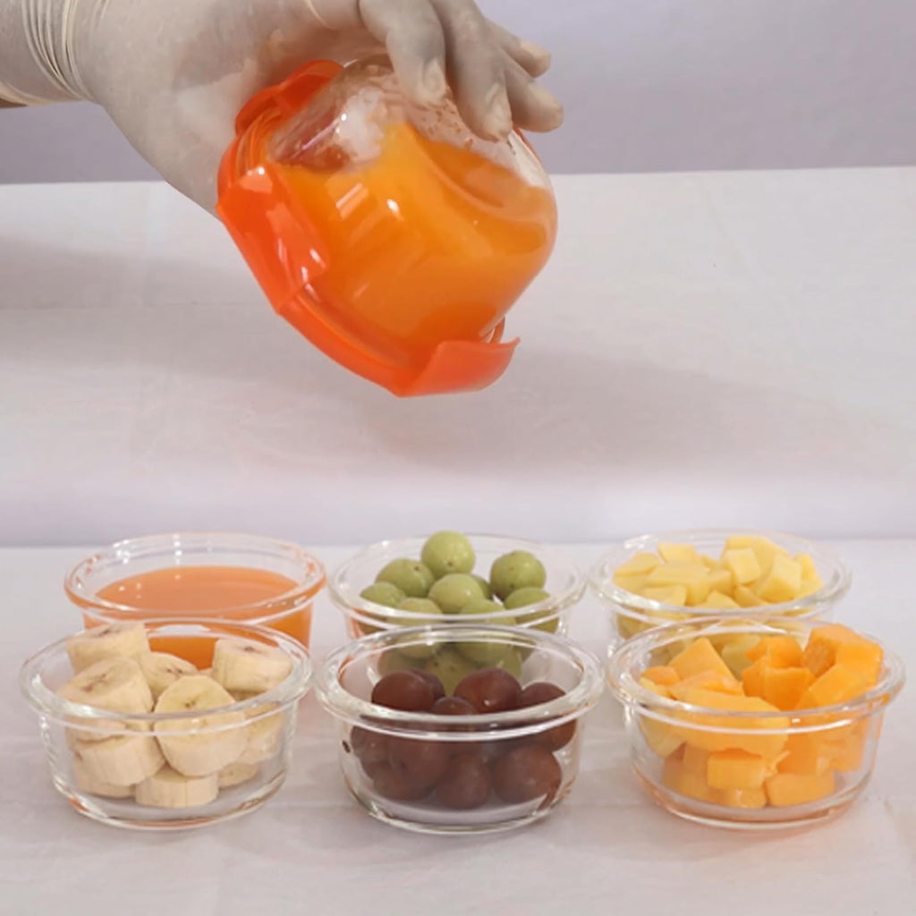 Baby Glass Food Containers with Lids (200ml, 6PCS) - BPA-Free Airtight Glass Bowl for Freezer, Meal Prep, and Microwavable Use - Ideal for Lunch Box and Snack Storage