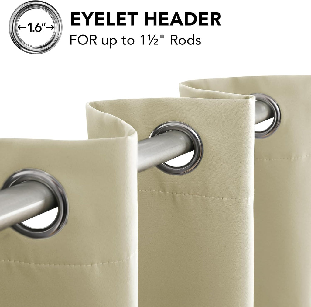 Window Decoration Super Soft Thermal Insulated Eyelet Room Darkening Curtains for Bedroom Beige 46x84 Inch 2 Panels