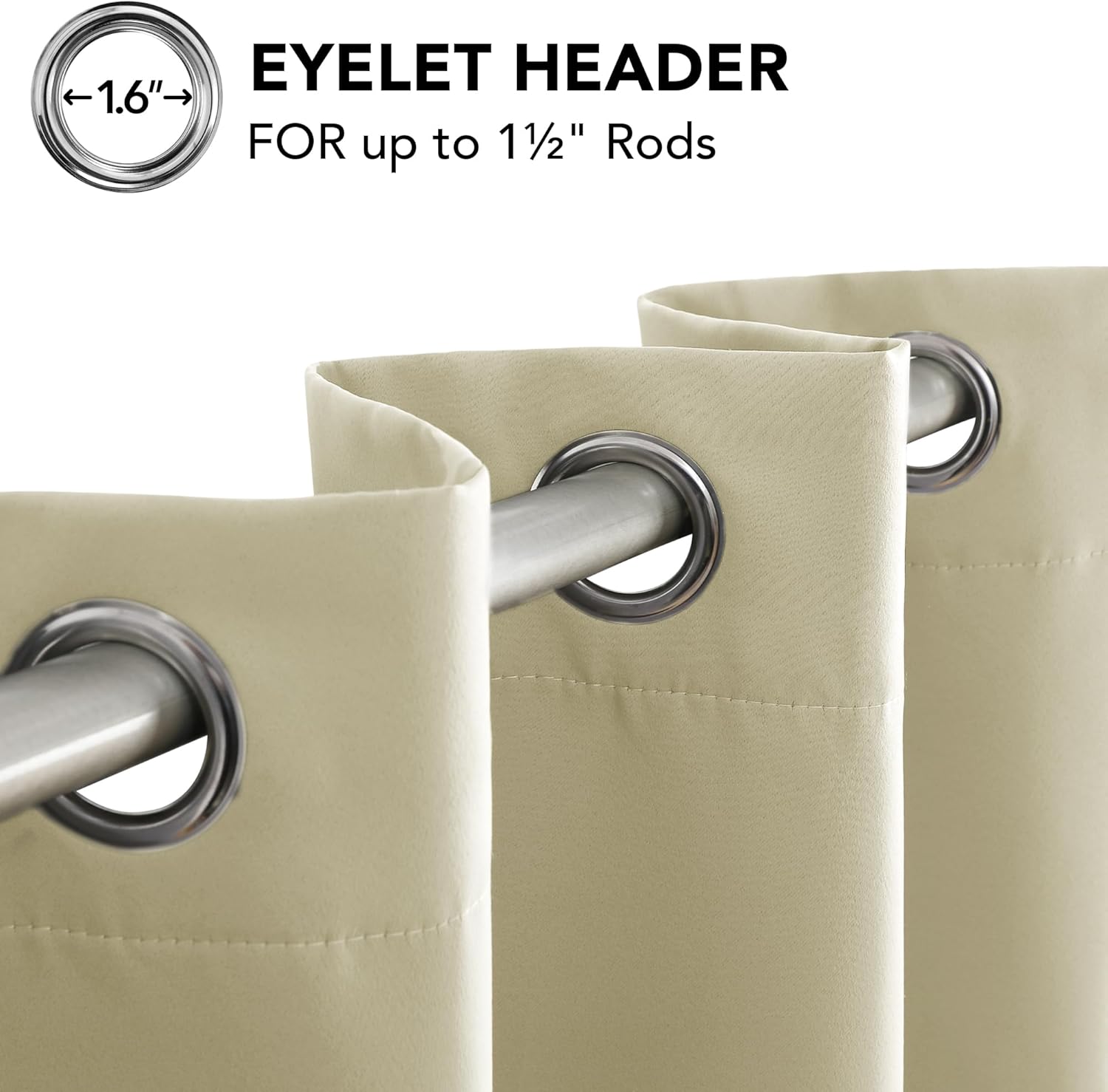 Window Decoration Super Soft Thermal Insulated Eyelet Room Darkening Curtains for Bedroom Beige 46x84 Inch 2 Panels