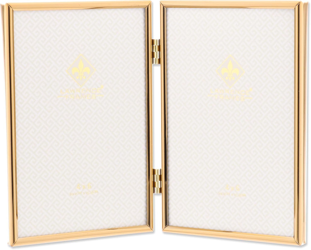 Lawrence Frames Hinged Simply Gold Metal Picture Frame, 4x6 Double