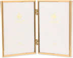 Lawrence Frames Hinged Simply Gold Metal Picture Frame, 4x6 Double