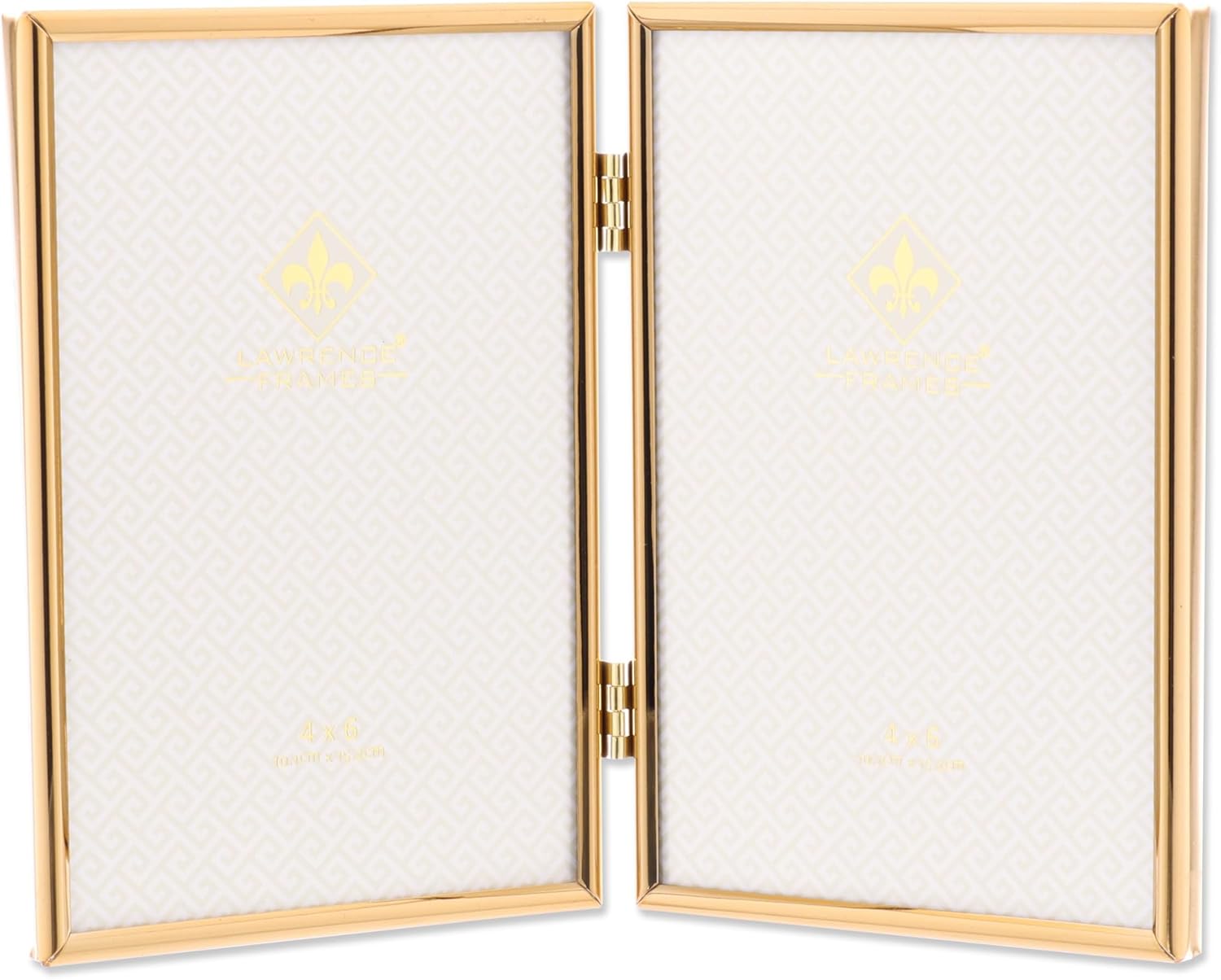 Lawrence Frames Hinged Simply Gold Metal Picture Frame, 4x6 Double