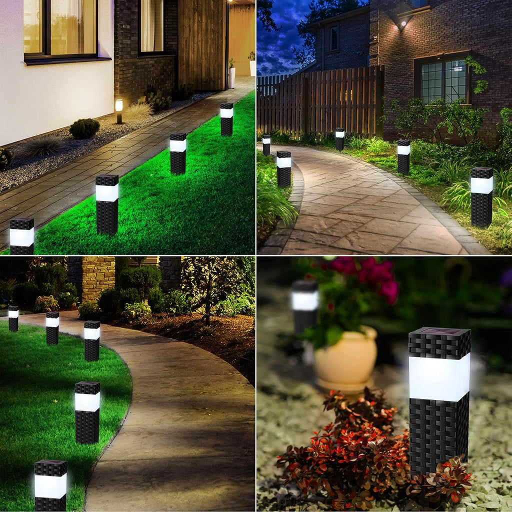 Solar Lights Outdoor Garden, 8 Pack Garden Lights Solar Powered Waterproof, Rattan LED Pathway Lighting Solar Powered Path Light Decoration for Patio Driveways Landscape Lawn Yard, White